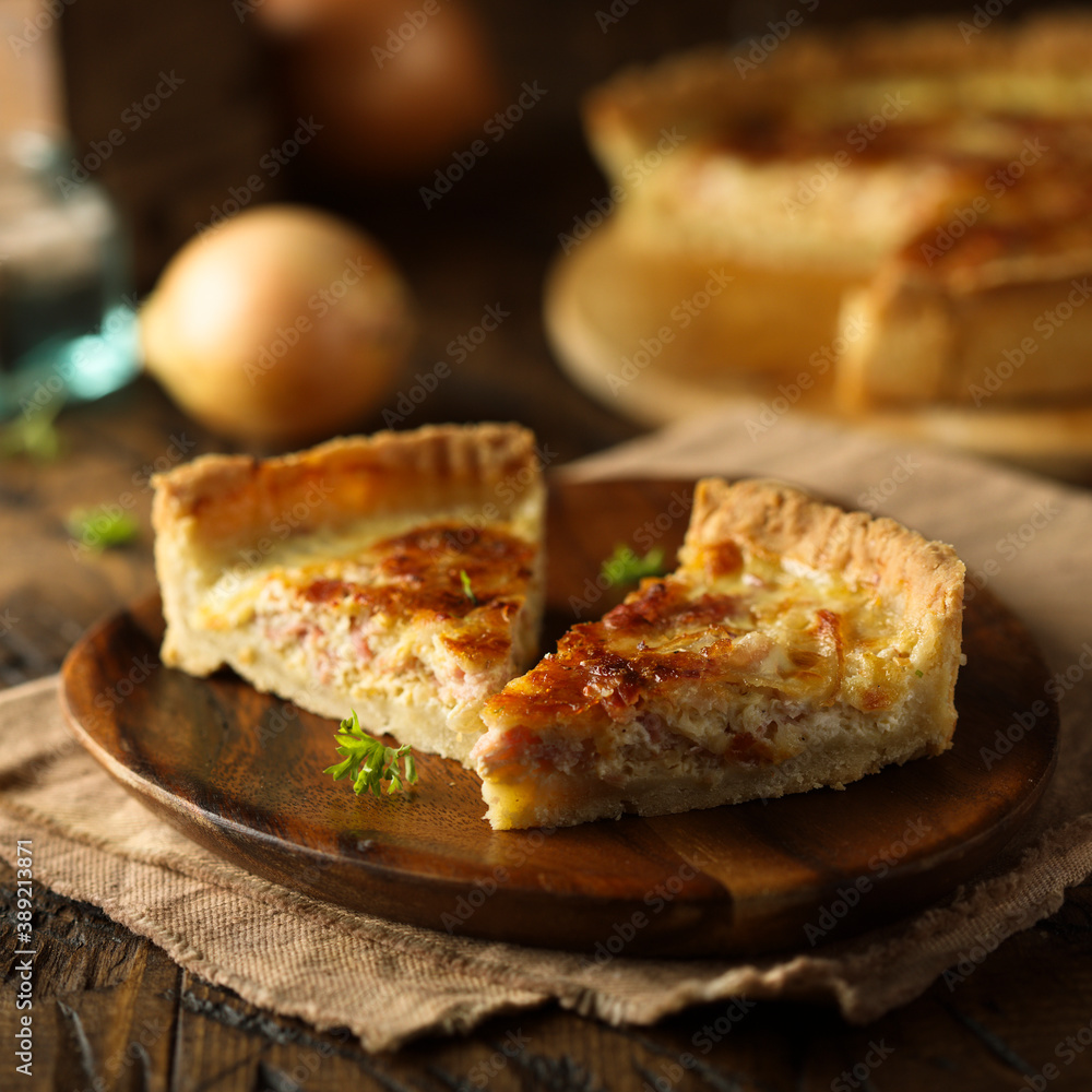 Traditional French onion quiche or pie Traditional French onion quiche or pie