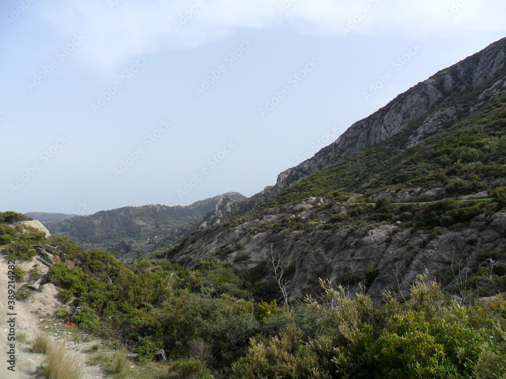 The colorful and beautiful landscapes of the mountains and valleys on the greek island of Samos in the Aegean Sea, Greece The colorful and beautiful landscapes of the mountains and valleys on the greek island of Samos in the Aegean Sea, Greece