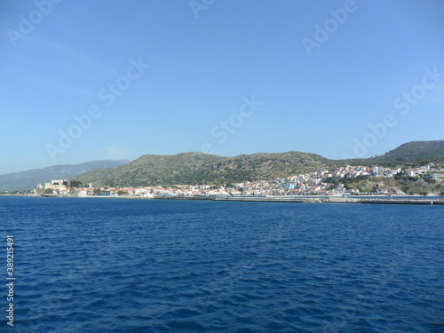 The colorful nature and old historical archeological sites of the Greek island of Samos in the Aegean Sea, Greece