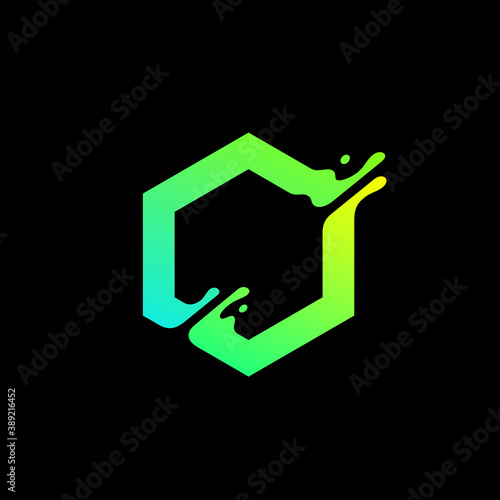 Vector illustration, abstract liquid shape of a hexagon symbol, logo design