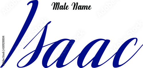 Isaac-Male Name Cursive Calligraphy Blue Color Text on Light Grey Background