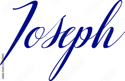 Joseph -Male Name Cursive Calligraphy Blue Color Text on Light Grey Background