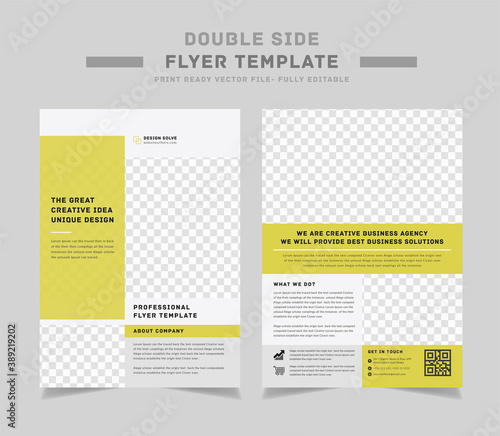 Double Side Corporate Business Flyer Design a4 cover template front & Back Part brochure flyer