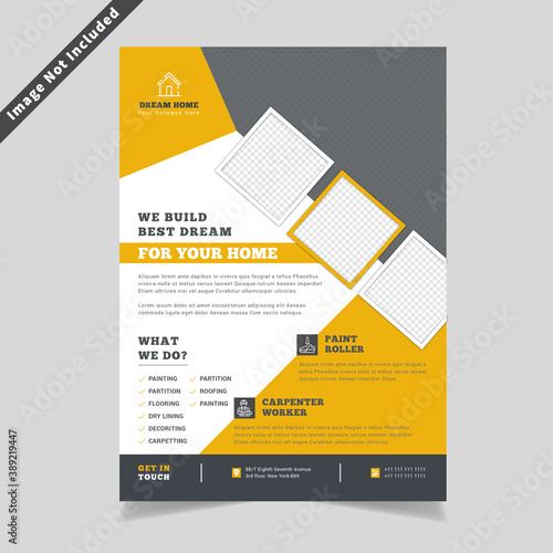 Construction Flyer a4 template for a report and brochure design, flyer, banner, leaflets decoration for printing and presentation vector illustration Template