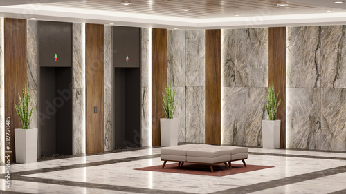 3d rendering modern style the Lobby with luxury decorate