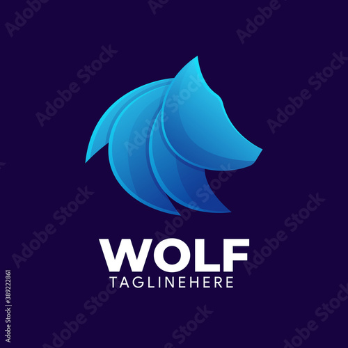 Elegant wolf gradient logo template