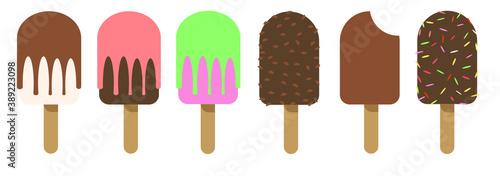Ice cream flat vector set