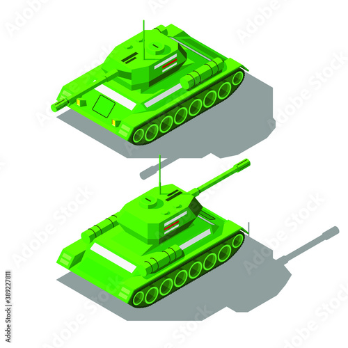 Abstract Isometric 3D Tank War Transport Vector Design Style