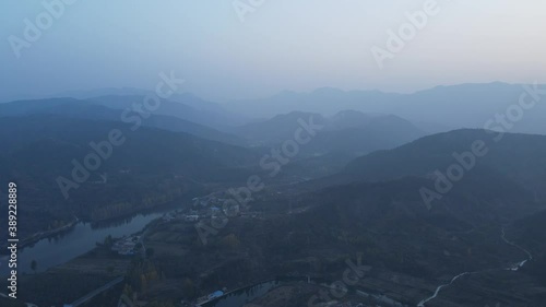 Aerial photography of Jinan Taishan Mountains