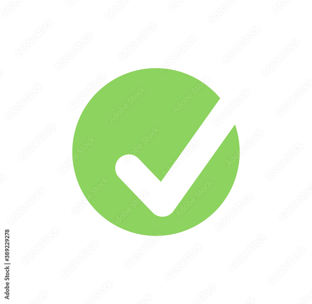 Green check mark icon. Tick symbol in green color, vector illustration. Green check mark icon. Tick symbol in green color, vector illustration.