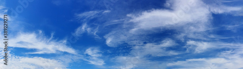Panorama sky with cloud on a sunny day. Beautiful cirrus cloud...