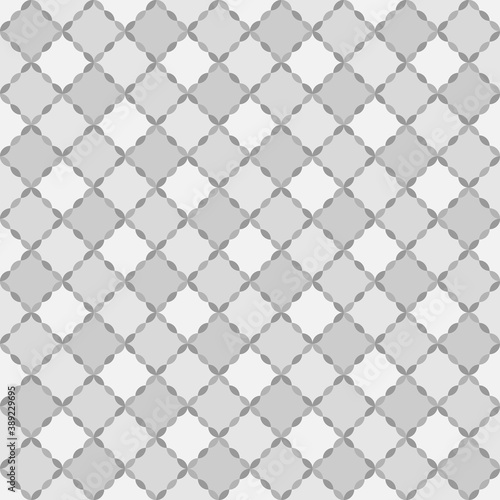 Seamless surface pattern design with grey quilts. Ethnic carpet background. Patchwork wallpaper. Quilted blanket motif. Digital paper with retro ornament for textile print, page fill. Vector art work.