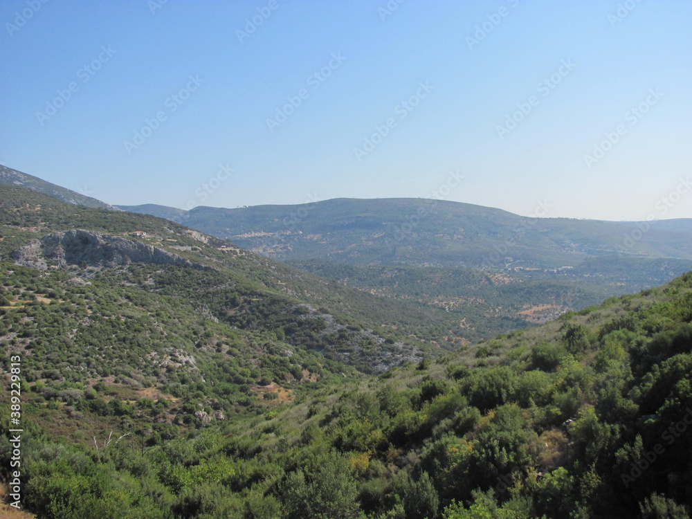 Obraz premium The stunning nature and old towns of the Greek island of Samos in the Aegean Sea, Greece