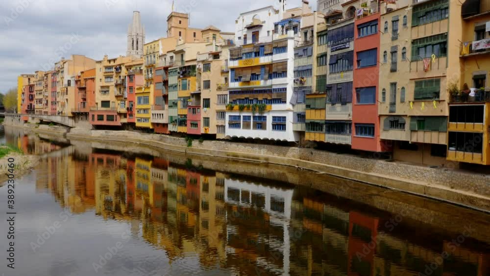 River and cathedral of Girona, Spain, Europe, 4k River and cathedral of Girona, Spain, Europe, 4k