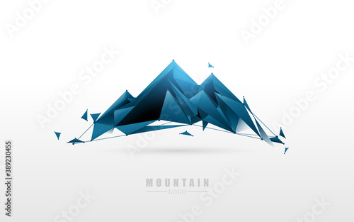 Simple Mountain logo. Low poly model design. Vector Illustration