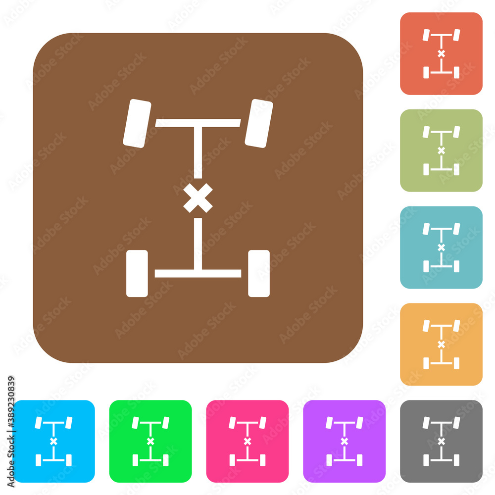 Central differential lock rounded square flat icons Central differential lock rounded square flat icons