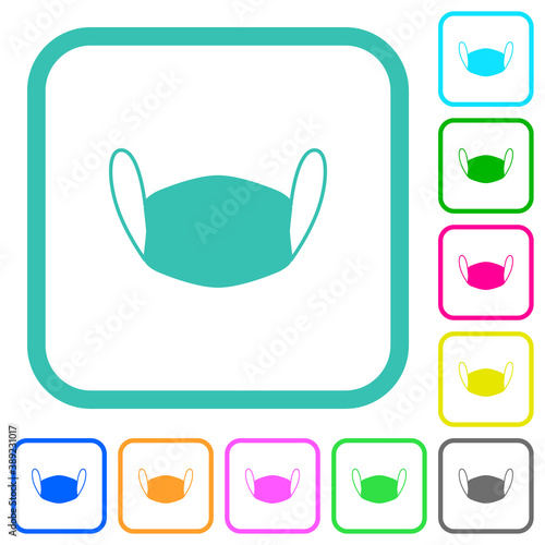 Medical face mask vivid colored flat icons