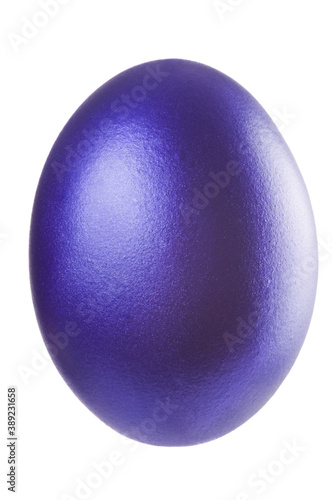 Single Easter Egg isolated on white. A lovely Blue Violet metallic egg on white background. Studio shot