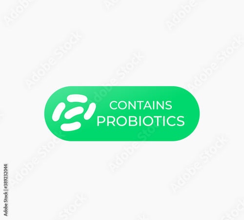contains probiotics vector label on white