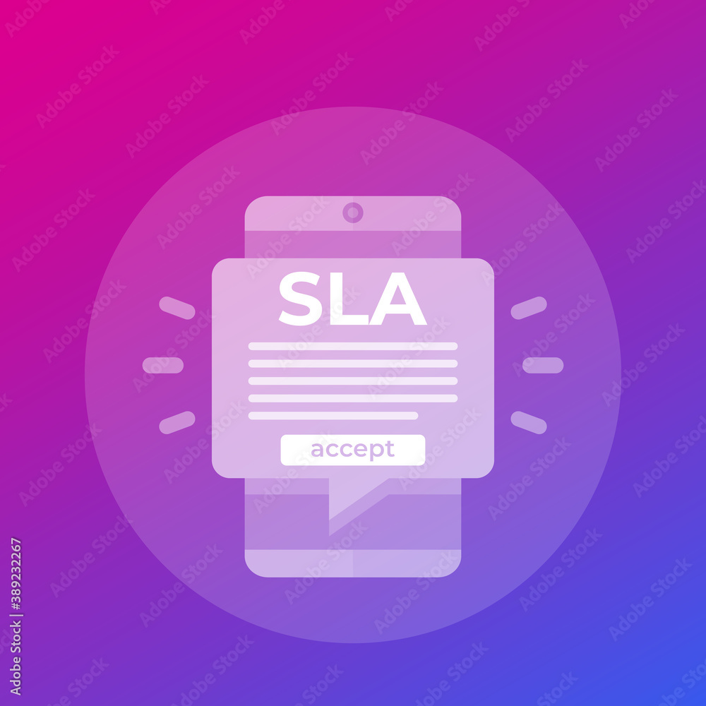 SLA, service level agreement in mobile app, vector art SLA, service level agreement in mobile app, vector art