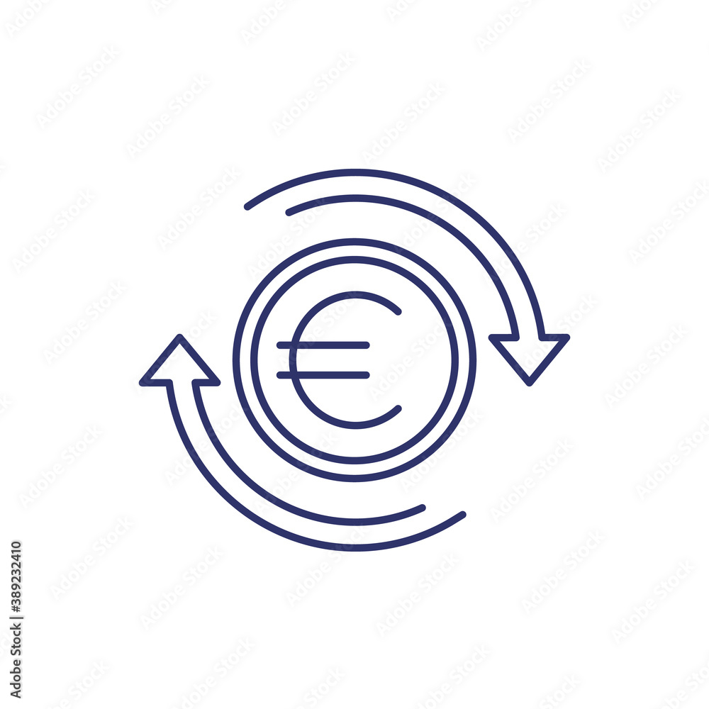 Euro exchange, money and finance line icon Euro exchange, money and finance line icon