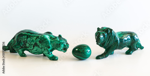 Stone carved Lion and Tiger photo