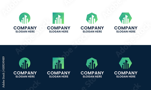 set of abstract and modern building, Architecture, real estate logo design template