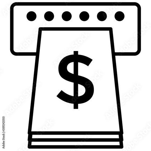 
Line icon money withdrawal, ATM machine 
