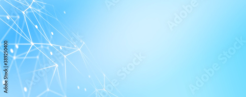 Panoramic abstract dot and triangle connection with world map background., The world is connect and smaller concept, Digital futuristic Earth minimalism background