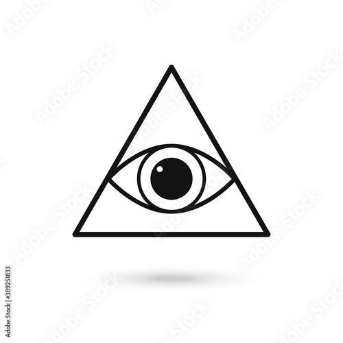 All Seeing Eye Pyramid Symbol. Freemason And Spiritual. Vector.