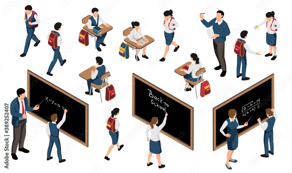 Isometric School Icon Set Stock Vector | Adobe Stock