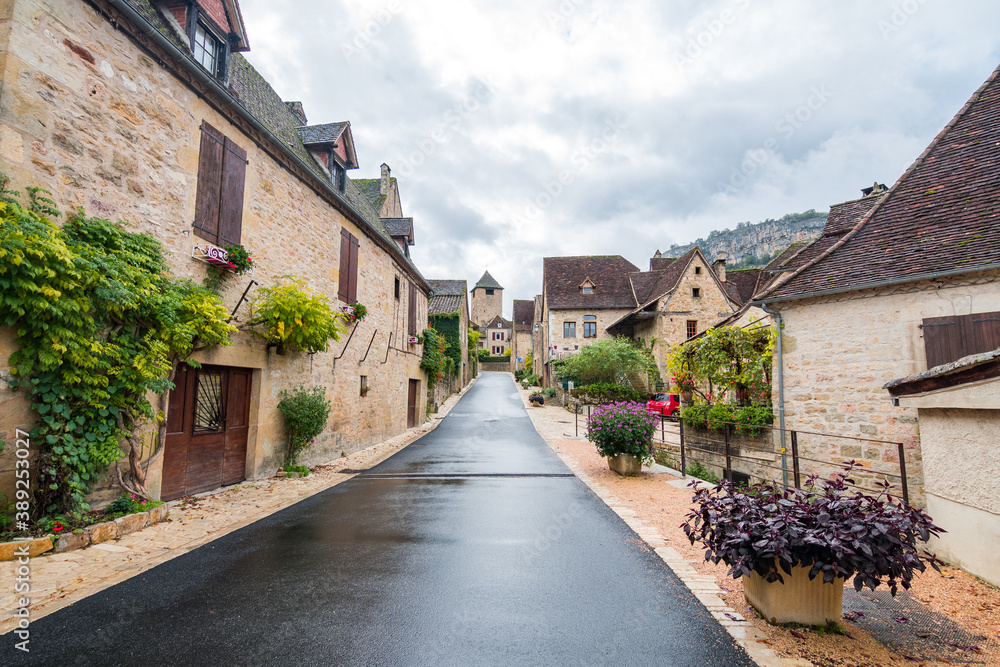 countryside town of stone houses in france