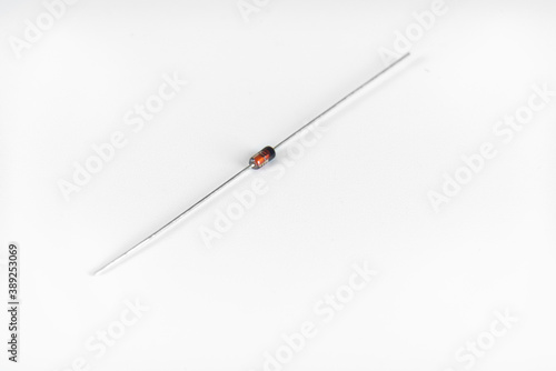Resistor and diode isolated on white background