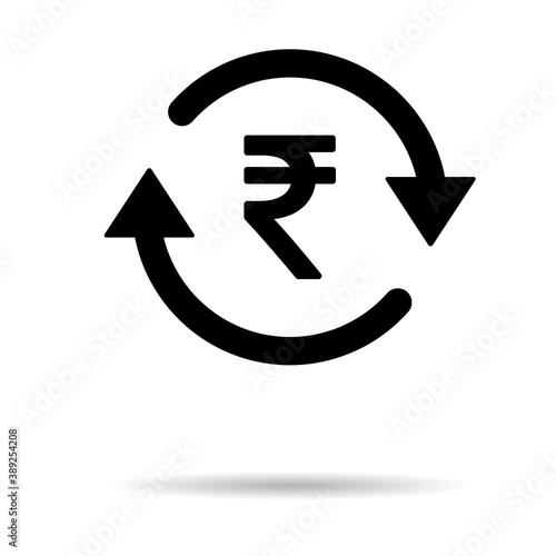 Rupee money icon, indian graphic pay business sign, market economy vector illustration
