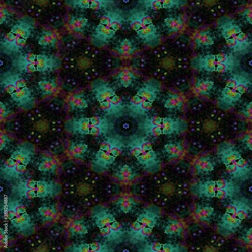 Fototapeta Naklejka Na Ścianę i Meble -  Pattern mosaic kaleidoscopic seamless generated texture, ornament, fragile, fractal, material, abstract render background
