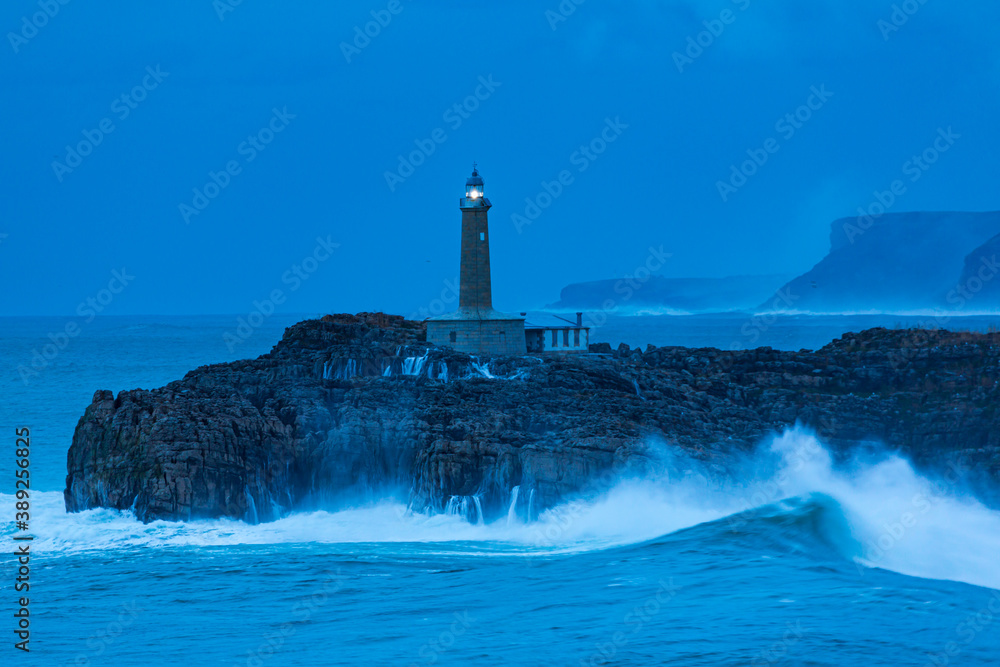 Mouro island light house, Santander, Cantabrian Sea,  Cantabria, Spain, Europe