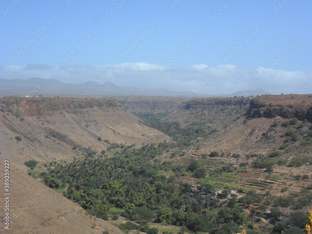Hiking around the mountains of Isla de Santiago on the Cape Verde islands in the Atlantic, West Africa