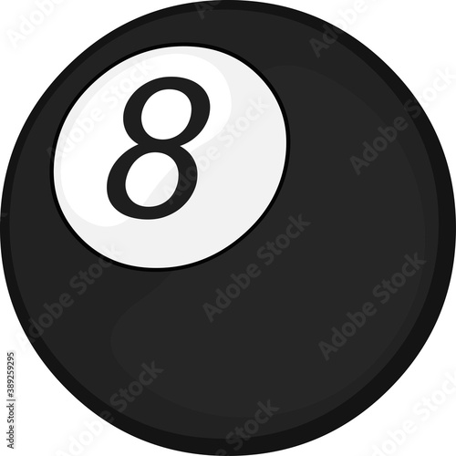 Vector emoticon illustration of a classic eight ball from the game of pool