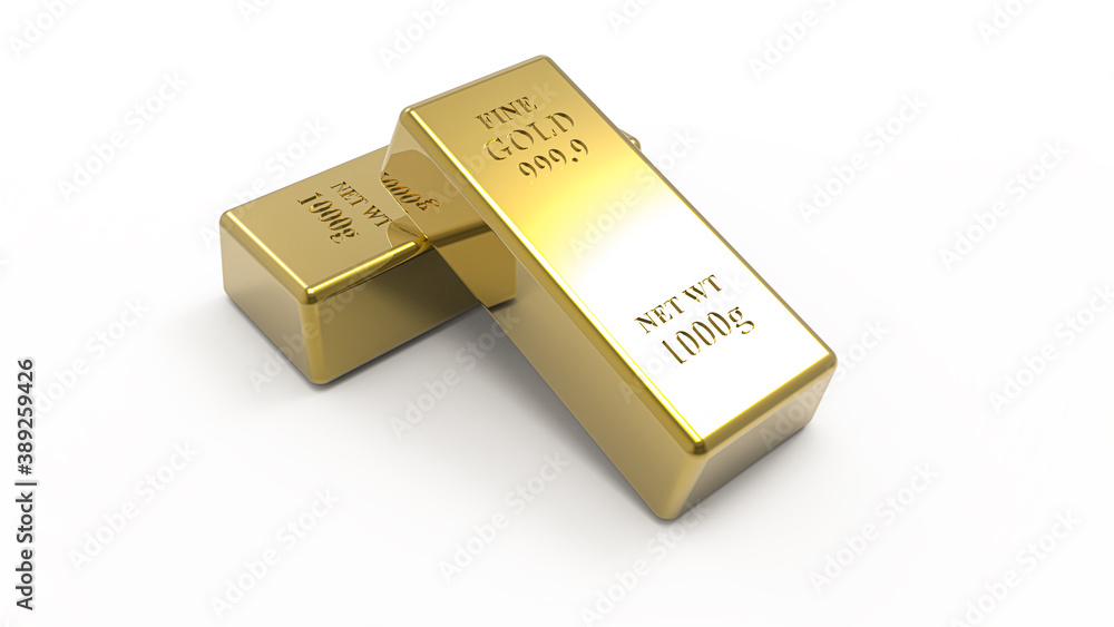 3D rendering gold bars on white background. 3D rendering gold bars on white background.