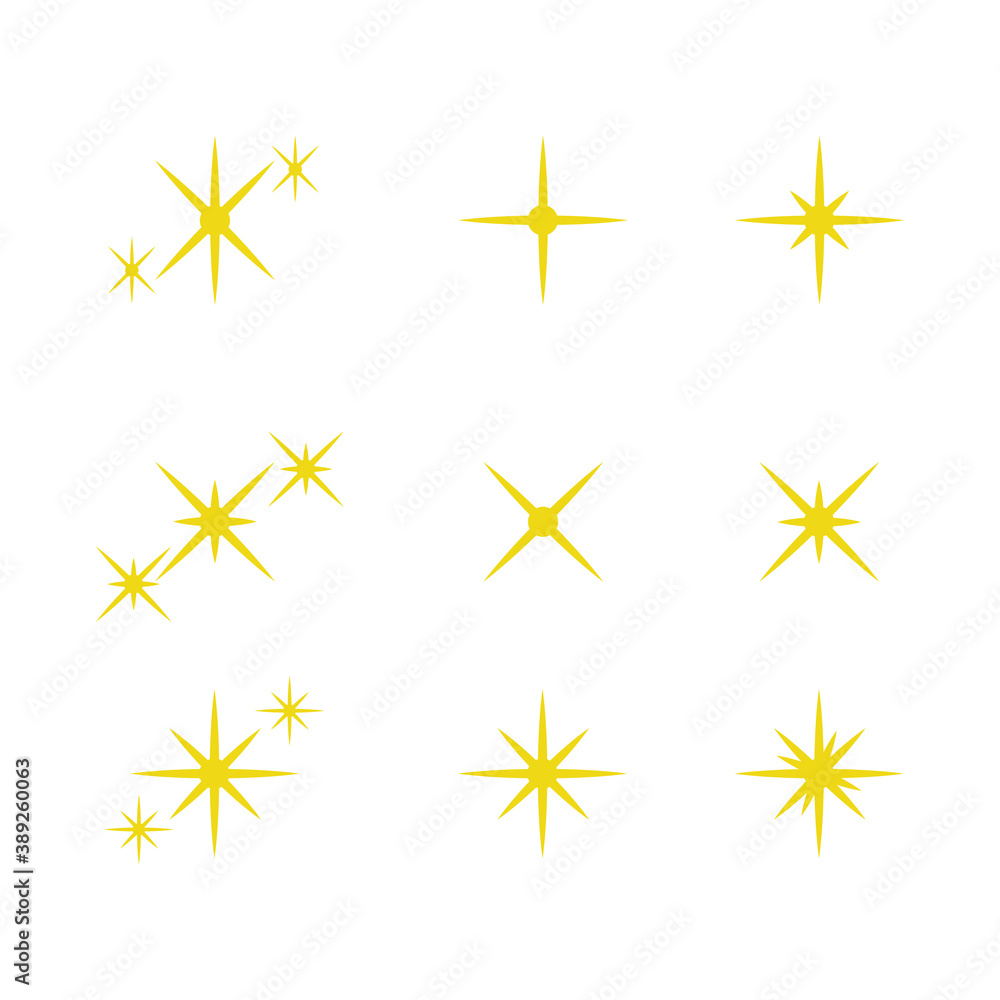 Twinkling star and sparkles icon collection isolated on white background Twinkling star and sparkles icon collection isolated on white background