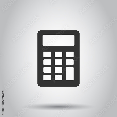 Calculator icon in flat style. Calculate vector illustration on white isolated background. Calculation business concept.