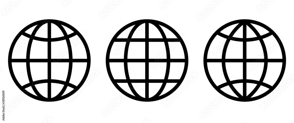 Obraz World icon. Globe icon isolated with the ability to change the thickness of the lines . Vector