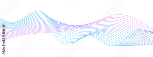 Abstract wave line. Dynamic wave of many lines on white background. Vector illustration.