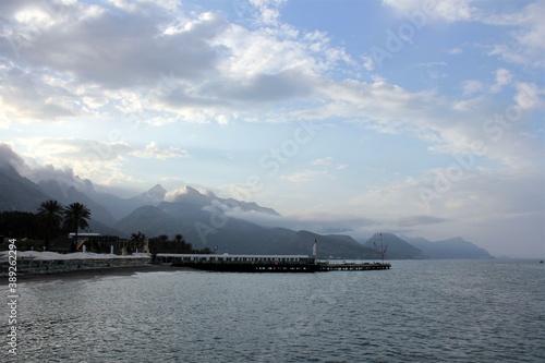 View of the Mediterranean sea and mountains in Turkey