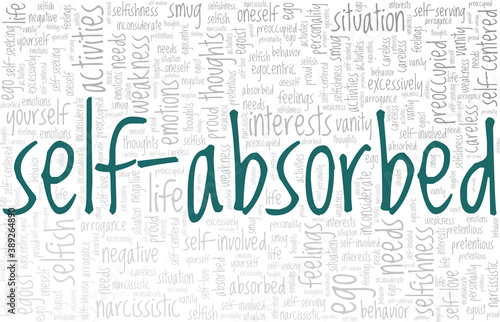 Self-absorbed vector illustration word cloud isolated on a white background.