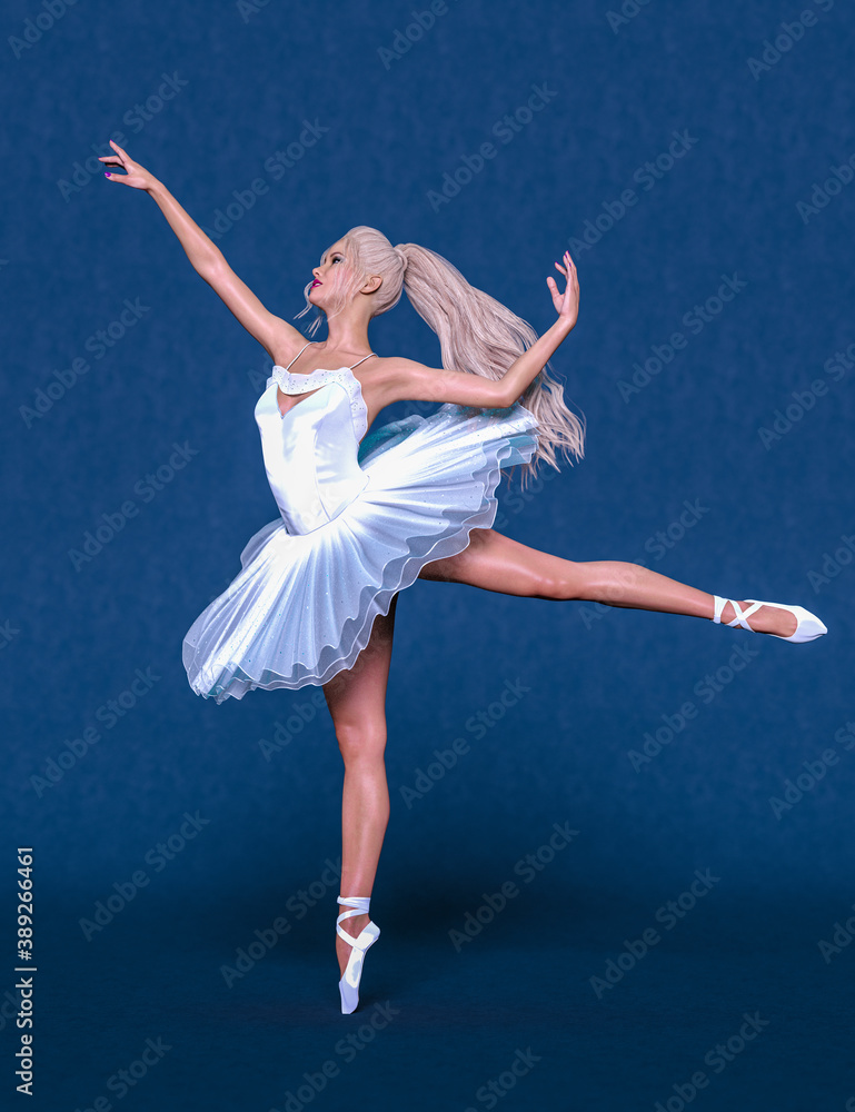 Fototapeta premium 3D Ballerina in light classic pointe shoes.