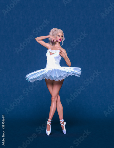 3D Ballerina in light classic pointe shoes.