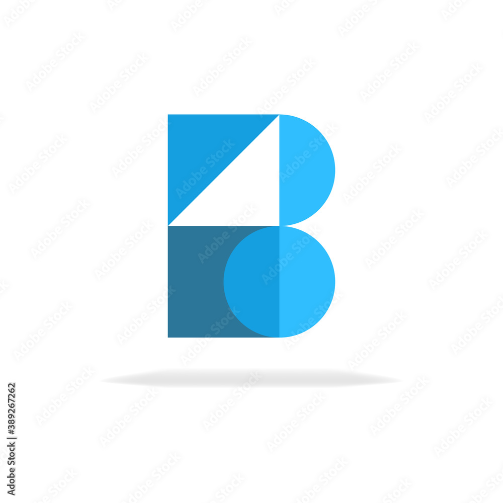 B letter geometric vector logo icon monogram template element.