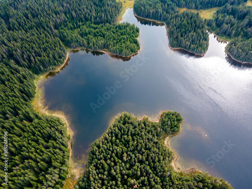 Aerial view of Shiroka polyana Reservoir, Bulgaria photo