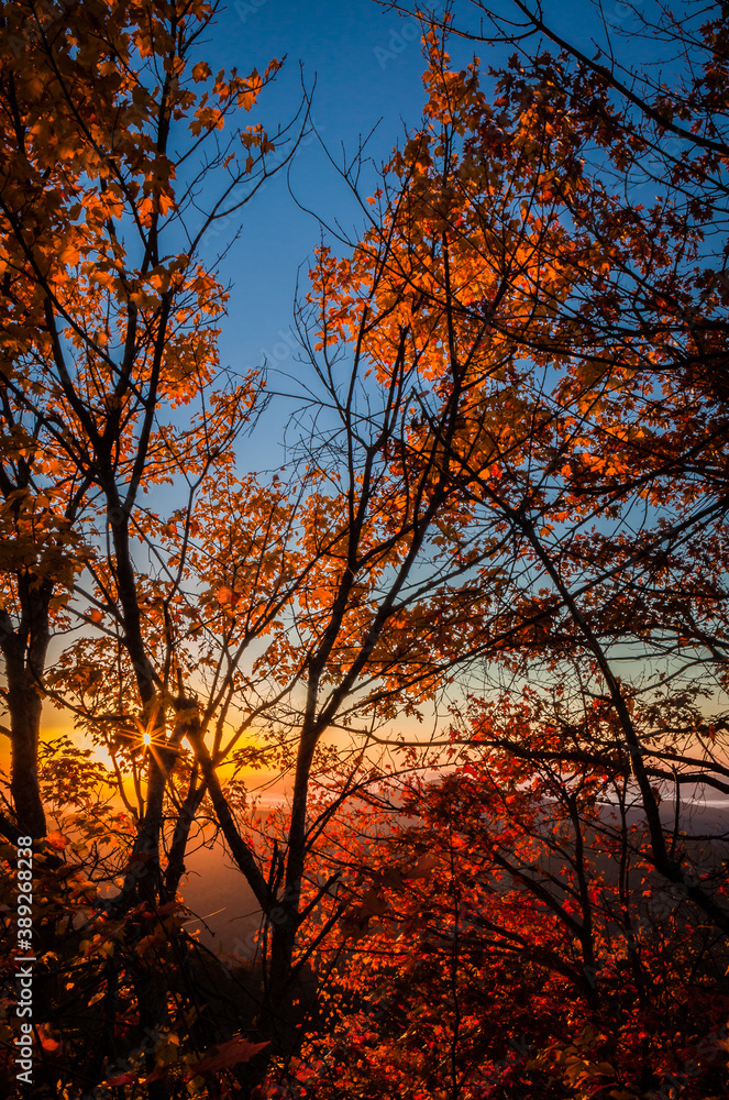 Autumn sunrise over the blue ridge parkway